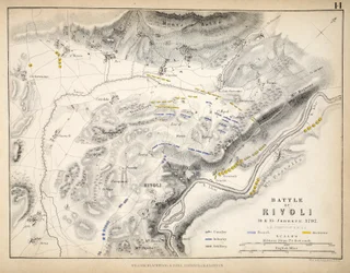 Mapa de la batalla de Rivoli, publicado por William Blackwood and Sons, Edimburgo y Londres, 1848
